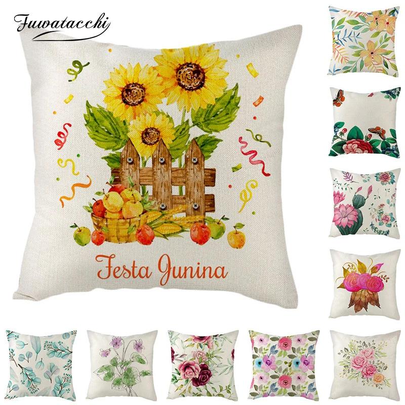 Fuwatacchi Pink Rose Sunflower Cushion Cover Red Peony Butterfly Linen Throw Pillows for Home Chair Decorative Pillows 45*45cm
Fuwatacchi Pink Rose Sunflower Cushion Cover Red Peony Butterfly Linen Throw Pillows for Home Chair Decorative Pillows 45*45cm
