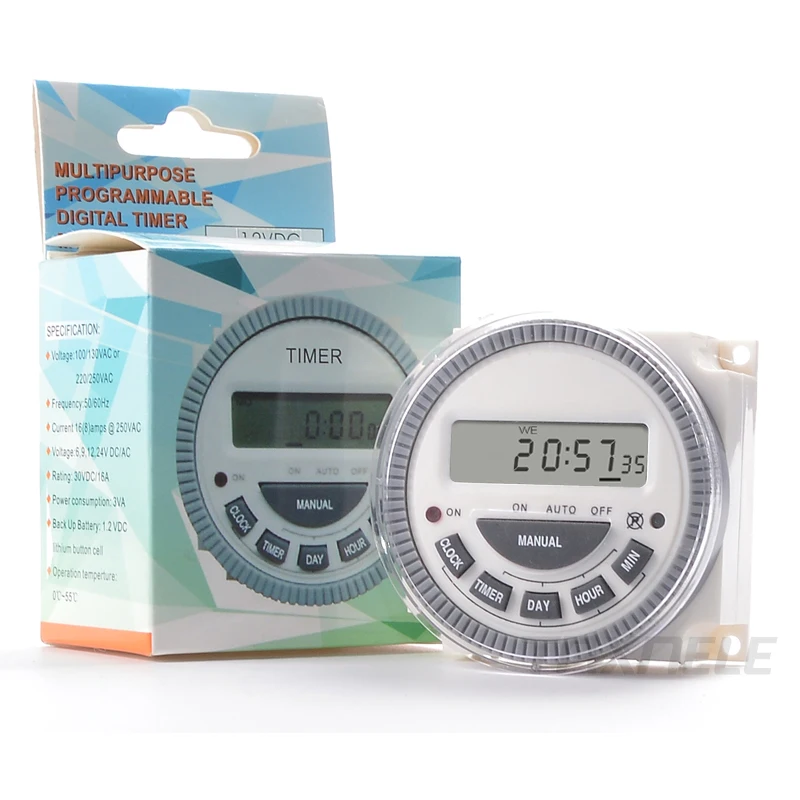 Digital Timer Switch TM619 AC220V 16A Weekly Programmable Time Switch Relay LCD Timer Hour Minute Count
Digital Timer Switch TM619 AC220V 16A Weekly Programmable Time Switch Relay LCD Timer Hour Minute Count