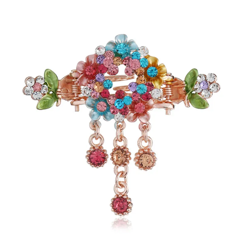 High Quality Colorful Enamel Flower Hair Claws Wedding Ornaments Gold Color Rhinestone Crab Clip For Women Girls Hair Jewelry
High Quality Colorful Enamel Flower Hair Claws Wedding Ornaments Gold Color Rhinestone Crab Clip For Women Girls Hair Jewelry