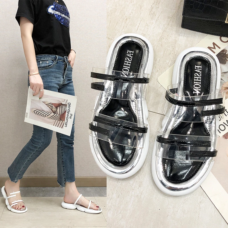 2019 New Rome Style Female Slippers Slip On Footwear Female Transparent vamp stripe Retro Non-slip Outdoor summer Shoes slides
2019 New Rome Style Female Slippers Slip On Footwear Female Transparent vamp stripe Retro Non-slip Outdoor summer Shoes slides