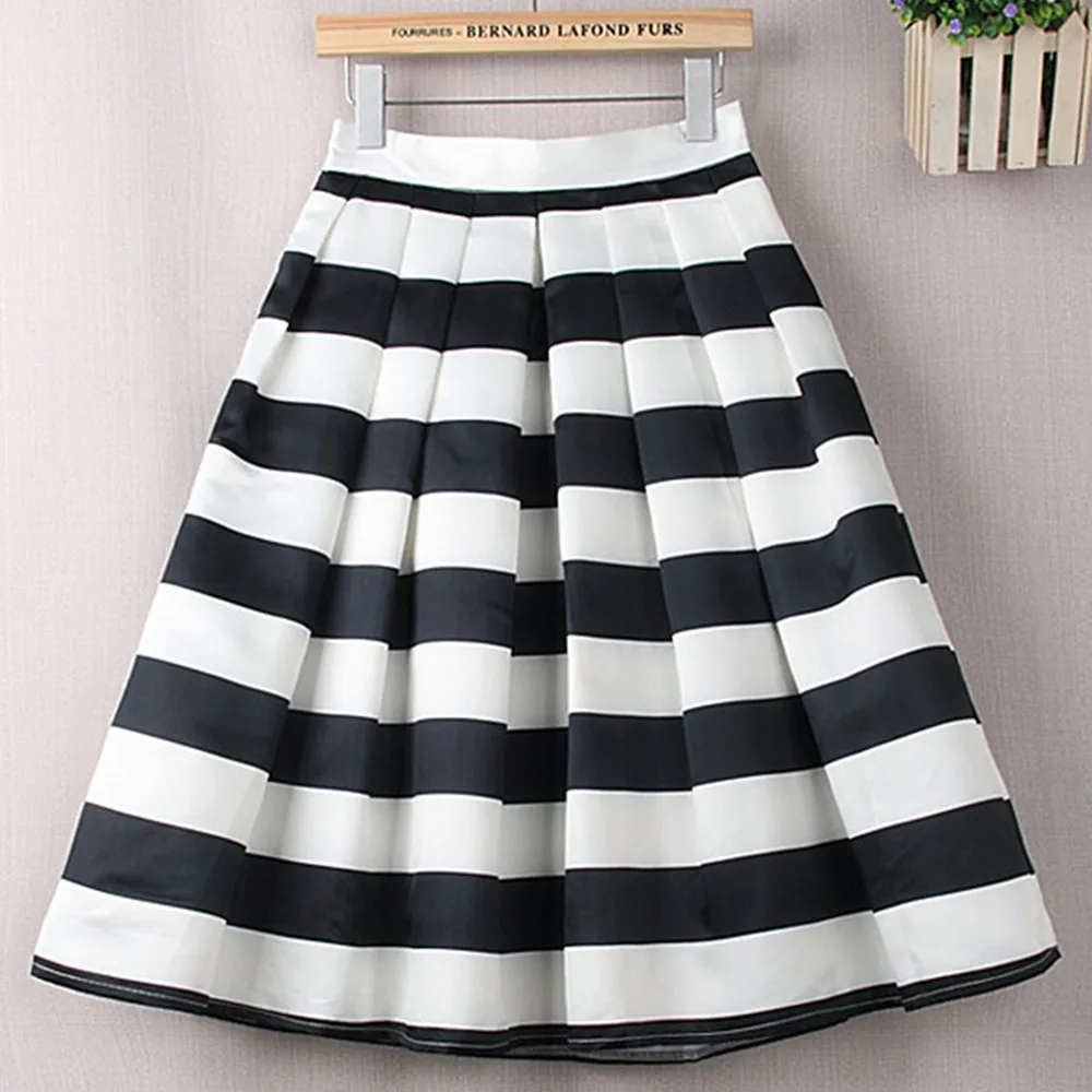 ladies summer high waist puff skirt all-match midi pleated black white stripe y umbrella skirts womens saias faldas saia
ladies summer high waist puff skirt all-match midi pleated black white stripe y umbrella skirts womens saias faldas saia