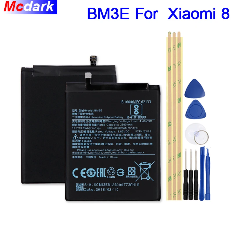 Mcdark 3300mAh BM3E Battery For Xiaomi mi8 mi 8 Batterie Bateria Accumulator AKKU ACCU PIL Mobile Phone with tools
Mcdark 3300mAh BM3E Battery For Xiaomi mi8 mi 8 Batterie Bateria Accumulator AKKU ACCU PIL Mobile Phone with tools