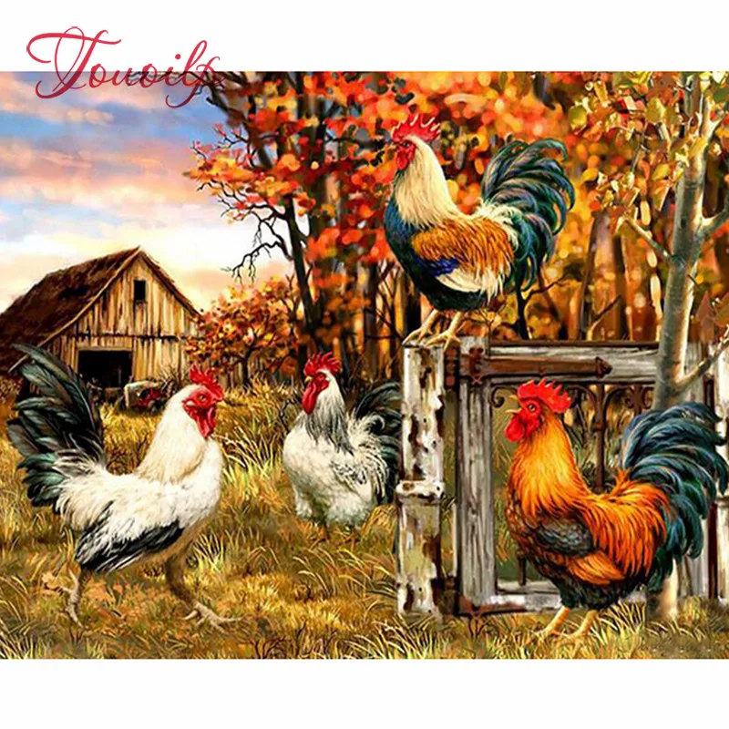 Touoilp Diamond Painting Full drill square/round Farm cock Mosaic DIY Cross Stitch Embroidery Home Decor | Дом и сад