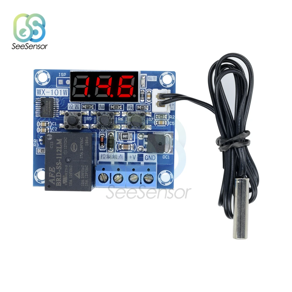 WX-101W LED Digital Thermostat Temperature Control Switch Board Module Temperature Controller Waterproof Sensor 1 Channel Relay
WX-101W LED Digital Thermostat Temperature Control Switch Board Module Temperature Controller Waterproof Sensor 1 Channel Relay