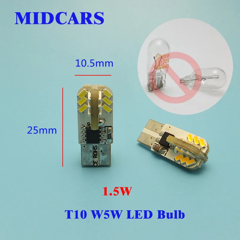 MIDCARS T10 12V W5W LED Bulbs Reading Lights Small Light Dome Lights Trunk Lamp 3014 Led Chip R5W Lamp car light source 6 pcs
MIDCARS T10 12V W5W LED Bulbs Reading Lights Small Light Dome Lights Trunk Lamp 3014 Led Chip R5W Lamp car light source 6 pcs