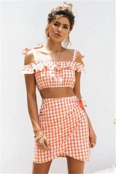 Fashion Womens 2PCS Bodycon Two Piece Plaid Sleeveless Crop Top and Skirt Set Bandage Sexy Beach Skirt
Fashion Womens 2PCS Bodycon Two Piece Plaid Sleeveless Crop Top and Skirt Set Bandage Sexy Beach Skirt