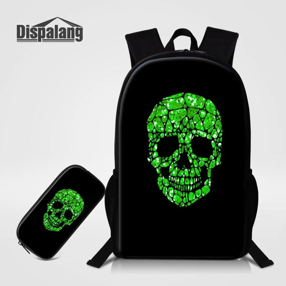 skull school bags with pencil bags (1)