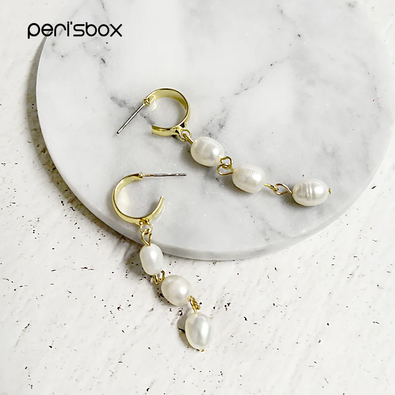 Peri'sBox Gold Color Three Natural Freshawater Pearls Dangle Earrings for Women Baroque Drop Long Earrings Open Circle Earrings
Peri'sBox Gold Color Three Natural Freshawater Pearls Dangle Earrings for Women Baroque Drop Long Earrings Open Circle Earrings