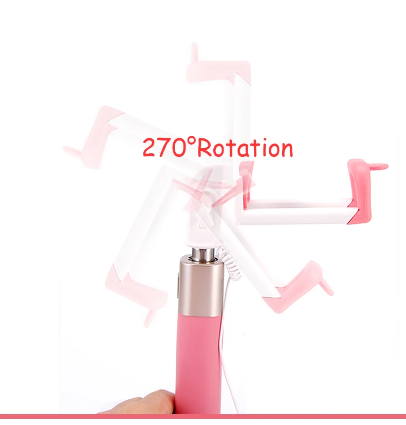 HOTR Mirror Selfie Stick Monopod Premium Quality Wired Selfie Stick Extendable for iPhone 6 Plus 5 5s 4s For Samsung S8 plus s7