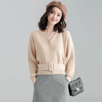 2020 spring and autumn new women's sweater short v neck outside small loose long-sleeved cardigans F9379
2020 spring and autumn new women's sweater short v neck outside small loose long-sleeved cardigans F9379