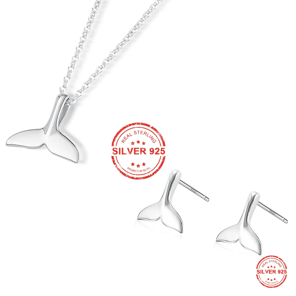 BOAKO 925 Sterling Silver Lovely Whale Fish Tail Animal Jewelry Set Earrings Necklace Christmas Birthday Gift Anti-allergy X7-M2
BOAKO 925 Sterling Silver Lovely Whale Fish Tail Animal Jewelry Set Earrings Necklace Christmas Birthday Gift Anti-allergy X7-M2