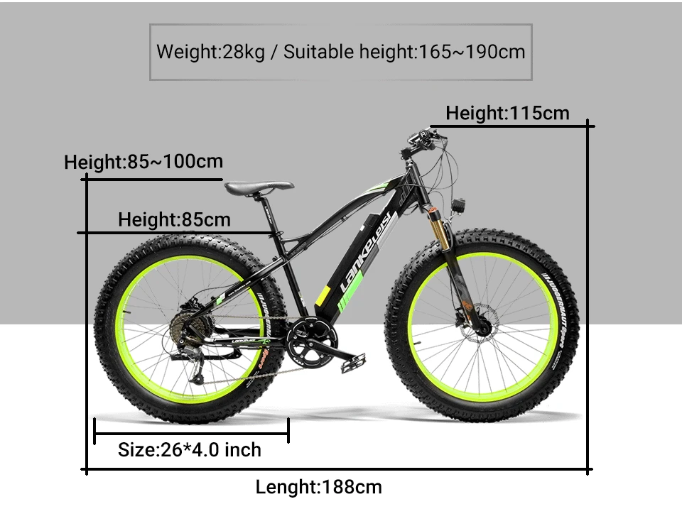 Top Cyrusher NEW XC4000 Black Green 500W 36V 16AH 9 Speeds Electric Fat Bike Shimano Disc Brake Strong Stability And Long Cycle Time 1