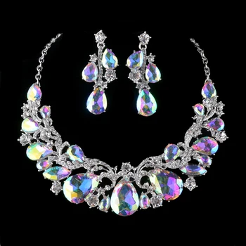 Gorgeous Auora AB Crystal Bridal Wedding Jewelry sets Brides Necklace earrings women party Accessories Decoration
Gorgeous Auora AB Crystal Bridal Wedding Jewelry sets Brides Necklace earrings women party Accessories Decoration