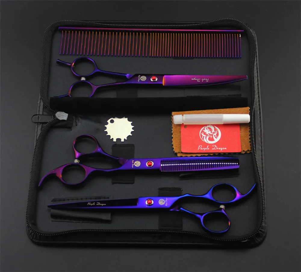 7 inch Professional Pet Grooming Scissors Japan 440C Cat Dogs Animal Cutting Thinning Curved Scissors Dog Grooming Shears Purple
7 inch Professional Pet Grooming Scissors Japan 440C Cat Dogs Animal Cutting Thinning Curved Scissors Dog Grooming Shears Purple