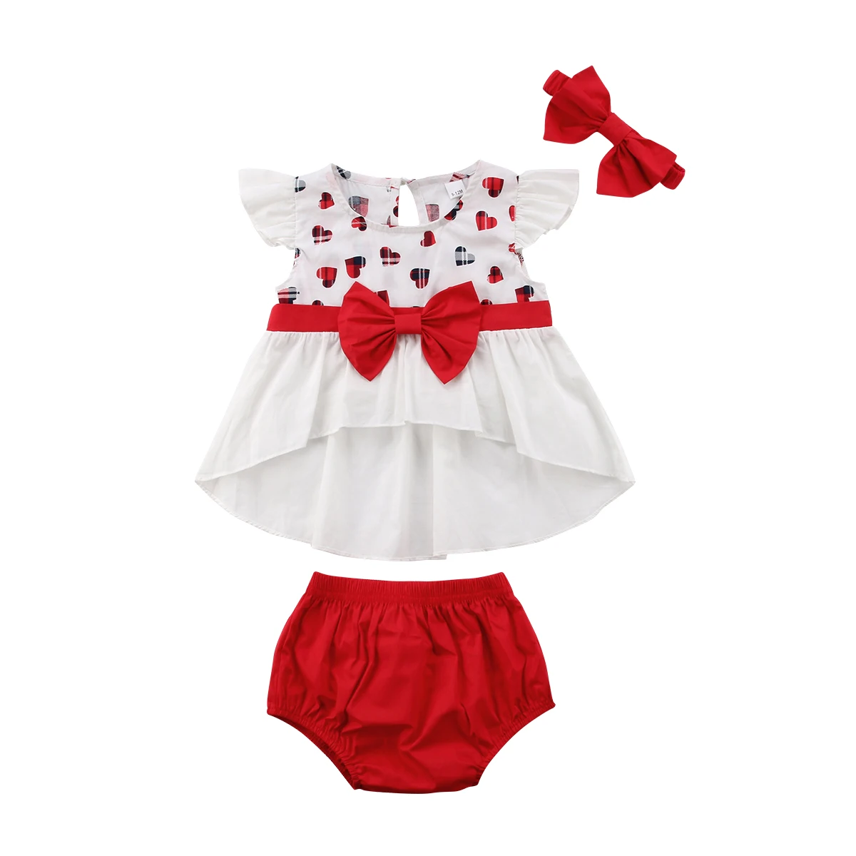 Toddler Baby Girl Clothes Set Cotton Heart Print Tops Dress + Red Shorts + Headband Summer Infantil Outfits 3Pcs
Toddler Baby Girl Clothes Set Cotton Heart Print Tops Dress + Red Shorts + Headband Summer Infantil Outfits 3Pcs