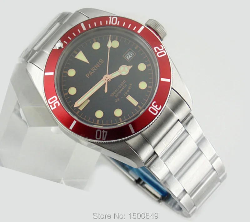 Parnis 41mm black dial Sapphire glass date Red insert automatic mens Luminous 100ATM fashion Wrist watch
Parnis 41mm black dial Sapphire glass date Red insert automatic mens Luminous 100ATM fashion Wrist watch