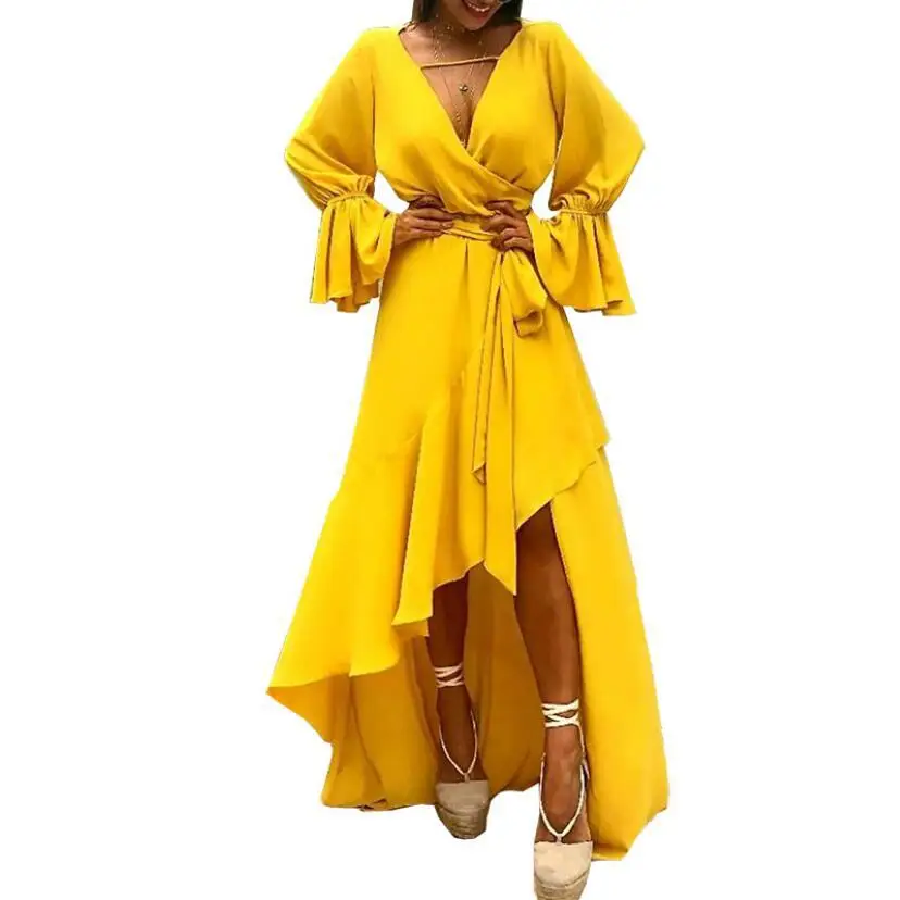 Solid Fashion Woman Dress 2019 Spring Summer V Neck Long Sleeve Boho Maxi Dresses A-Line Vestido
Solid Fashion Woman Dress 2019 Spring Summer V Neck Long Sleeve Boho Maxi Dresses A-Line Vestido