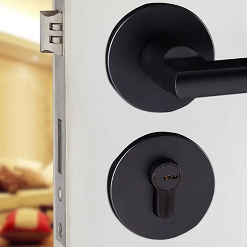 

ZENHOSIT Black Space Aluminum Polished Door Handle Lock Front Back Lever Cylinder Dual Latch Handlesets with Keys Accessories