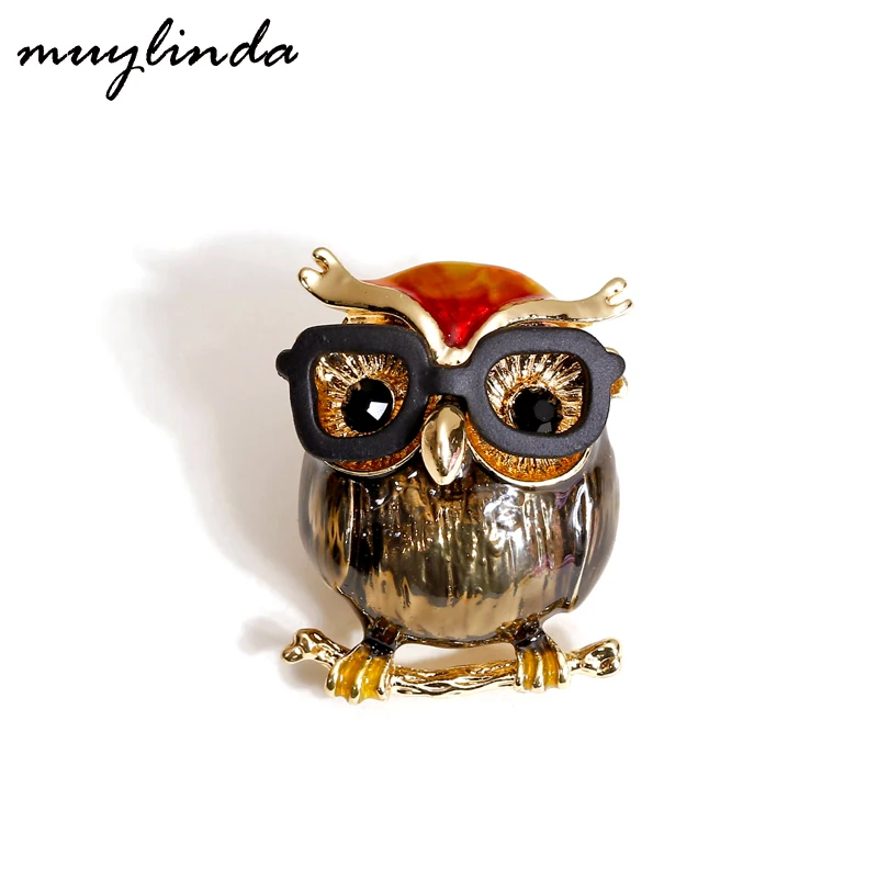 Crystal Enamel Big Eye Owl Bird Pins for Women Wedding Party Jewelry Gift G