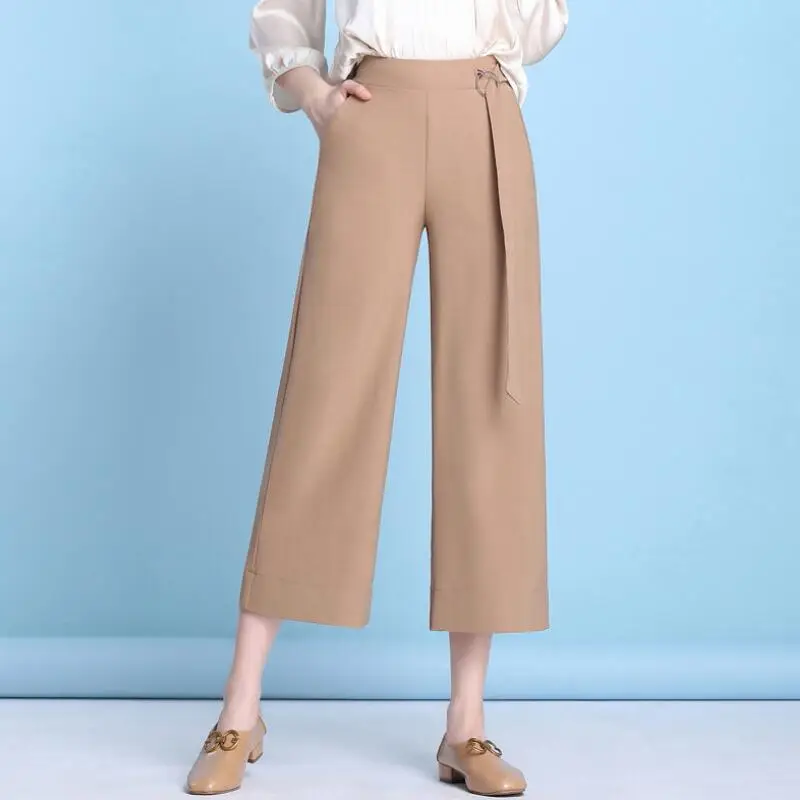 Free Shipping New Summer Women Fashion Pants Elastic Waist Wide Leg Pants Lady Solid Color Ankle-length Casual Pants With Belt
Free Shipping New Summer Women Fashion Pants Elastic Waist Wide Leg Pants Lady Solid Color Ankle-length Casual Pants With Belt