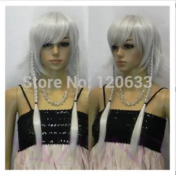 

Purlish Brown Sexy wavy Cosplay Curly With Bang Silver White Black Long Wavy Oblique Bangs Cosplay Costume hair Peluca perruque