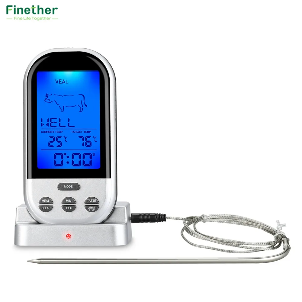 Wireless Food Cooking Thermometer LCD Barbecue Timer Digital Probe Meat Thermometer BBQ Temperature Gauge Kitchen Cooking Tools0