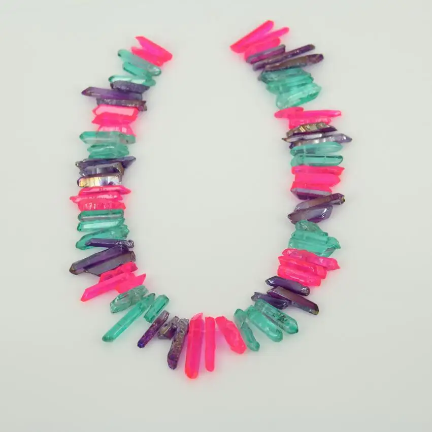 Rough Mix Green Purple Pink Titanium Quartz Spike Pendant Beads Natural Raw Crystal Quartz Point Stick Drilled Briolettes Beads
Rough Mix Green Purple Pink Titanium Quartz Spike Pendant Beads Natural Raw Crystal Quartz Point Stick Drilled Briolettes Beads