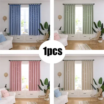

1pc Window blackout Curtain Starry Sky Sheer Curtain Tulle Window Drapes Treatment Voile Drape Valance Double-deck Curtains