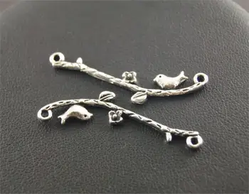 10pcs 12x38mm Silver Color/Bronze Lovely Bird On The Branch With Flower Charm Pendant Connector Link Jewelry Making DIY 
10pcs 12x38mm Silver Color/Bronze Lovely Bird On The Branch With Flower Charm Pendant Connector Link Jewelry Making DIY