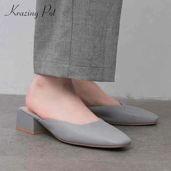 Krazing Pot new arrival shoes women fashion med heels genuine leather pumps slip on square toe Korean design concise mules Ltf8
Krazing Pot new arrival shoes women fashion med heels genuine leather pumps slip on square toe Korean design concise mules Ltf8