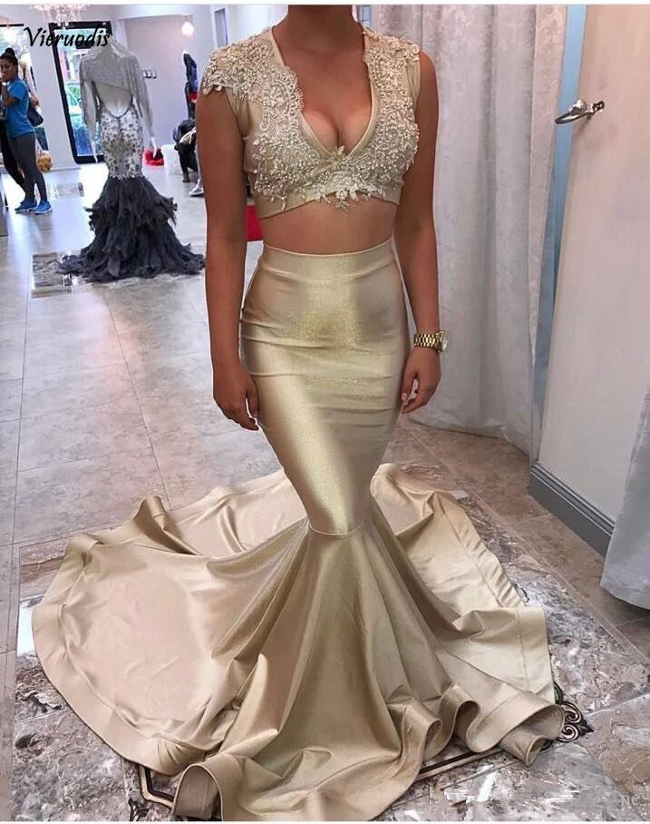 Two Pieces 2019 Prom Dresses Mermaid V-neck Lace Beaded Sexy Party Maxys Long Prom Gown Evening Dresses Robe De Soiree
Two Pieces 2019 Prom Dresses Mermaid V-neck Lace Beaded Sexy Party Maxys Long Prom Gown Evening Dresses Robe De Soiree