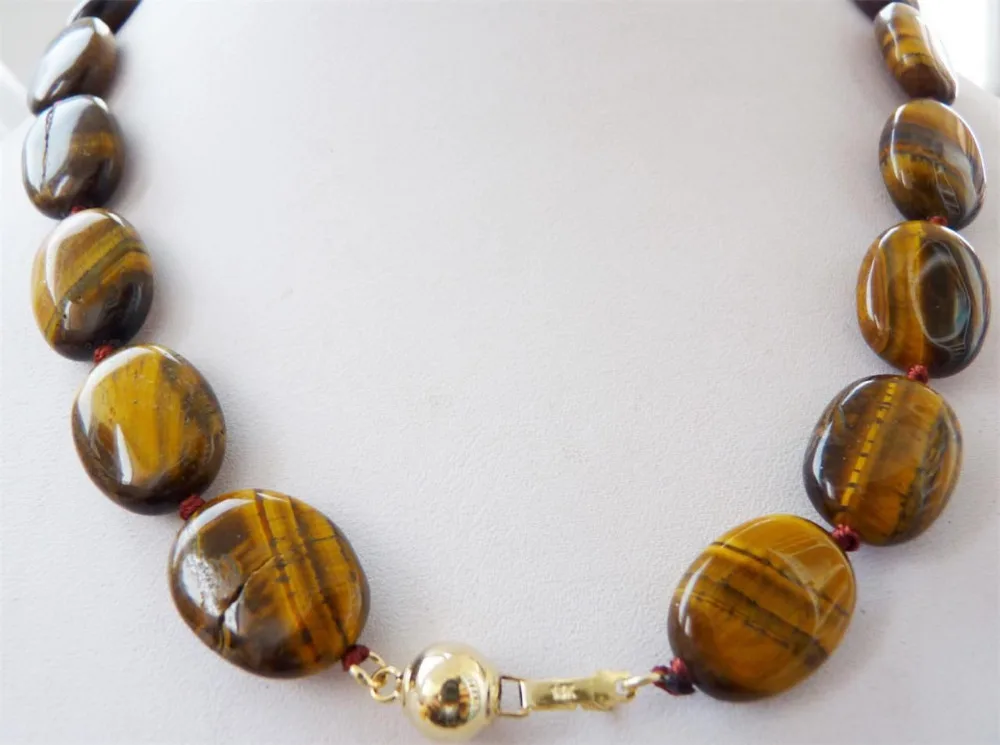 huij 004675 Shiny 13x18mm brown natural tiger'eye oval necklace
huij 004675 Shiny 13x18mm brown natural tiger'eye oval necklace