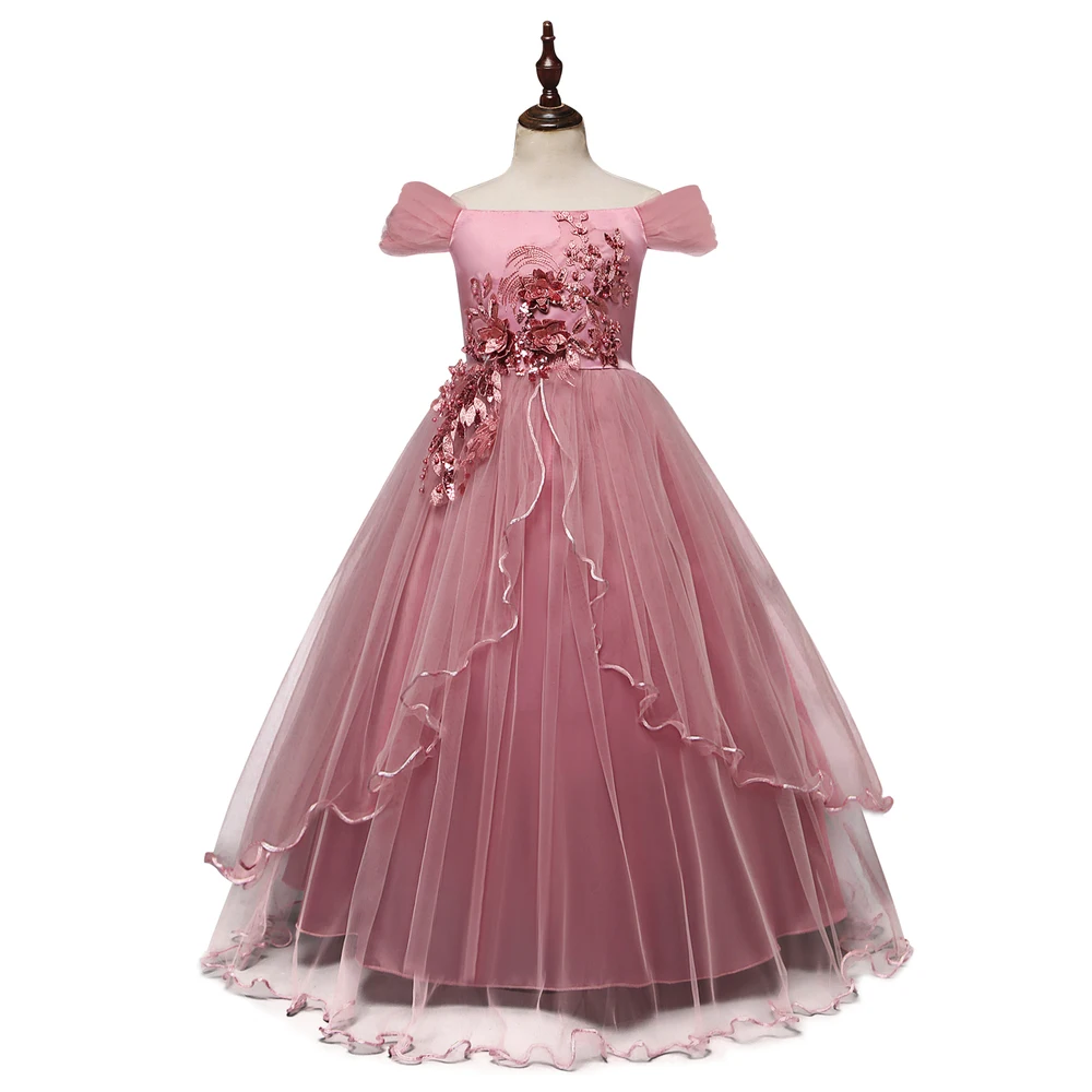 Flower Girl Dresses For Wedding Party 2019 New Tule Teen Princess Dress Children Evening Clothing Formal Pageant Kids Prom Gowns (5)
