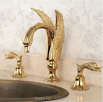 Newly Golden Polished Bathroom Basin Sink Faucet Luxury Flying Swan Shape Mixer Tap Dual Handles Three Holes Deck Mounted
Newly Golden Polished Bathroom Basin Sink Faucet Luxury Flying Swan Shape Mixer Tap Dual Handles Three Holes Deck Mounted
