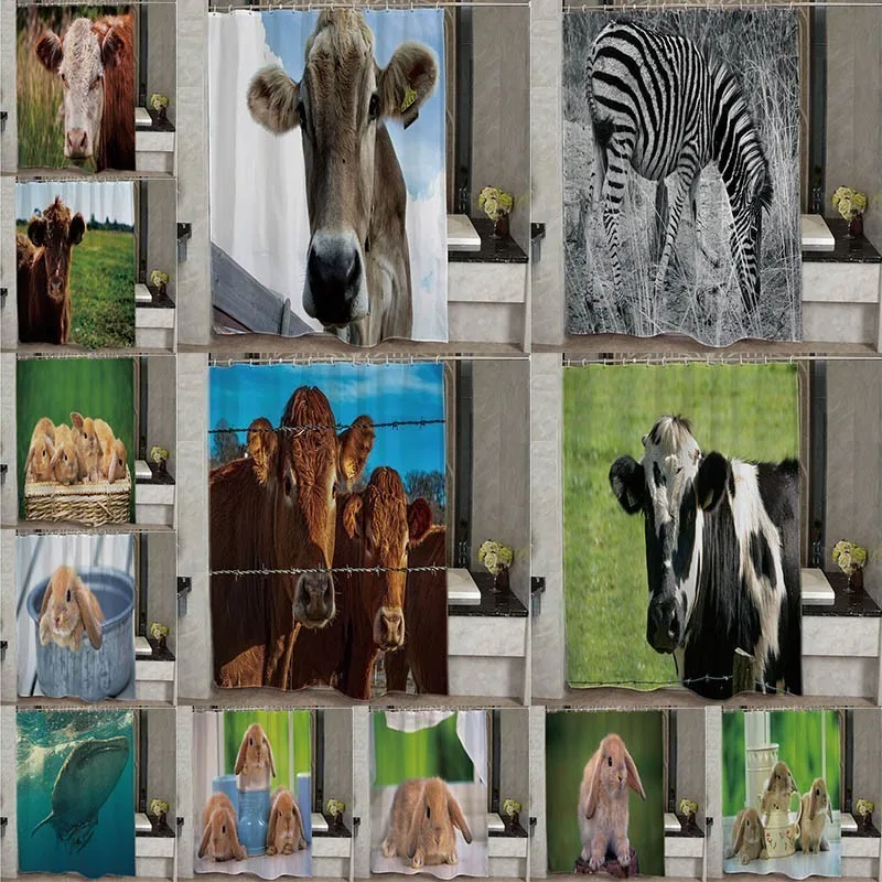 Modern home decorative shower curtain HD animals Cow zebra printed bath curtain 180x180 waterproof polyester fabric with hooks
Modern home decorative shower curtain HD animals Cow zebra printed bath curtain 180x180 waterproof polyester fabric with hooks