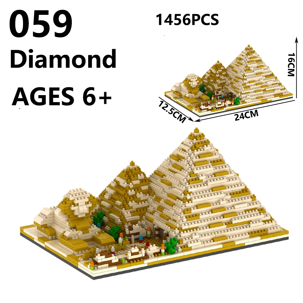World Famous Architecture Pyramids Egypt Gold Tower 3D Model Mini Diamond Building Blocks Toy
World Famous Architecture Pyramids Egypt Gold Tower 3D Model Mini Diamond Building Blocks Toy