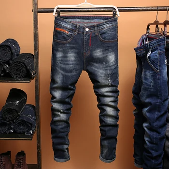 2018 new hole jeans men autumn and winter trends Slim men straight young beggars stretch Korean pants
2018 new hole jeans men autumn and winter trends Slim men straight young beggars stretch Korean pants