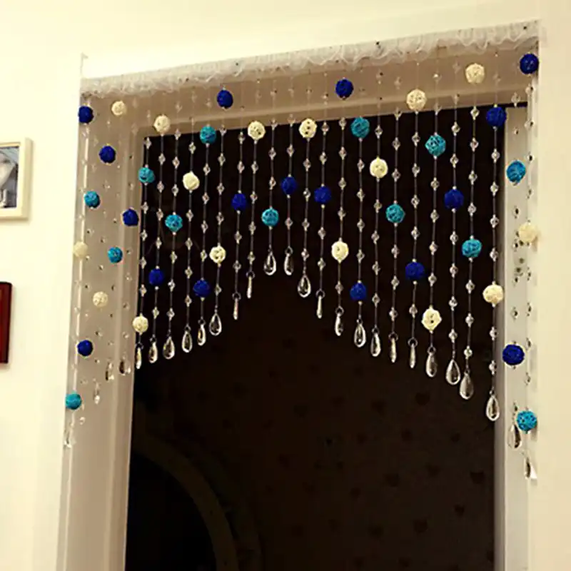 Diy Rattan Ball Crystal Bead Curtain Decorative Door Curtains