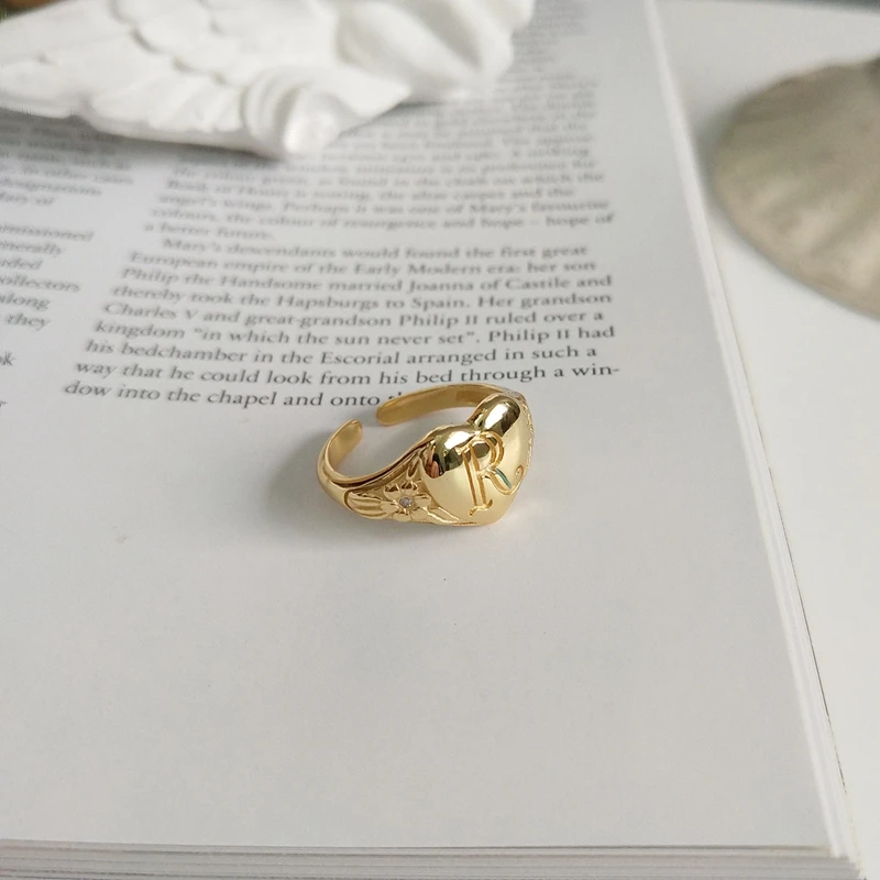 925 sterling silver heart fancy letter R gold color rings wild trendy element design fashion rings for women charms jewelry gift
925 sterling silver heart fancy letter R gold color rings wild trendy element design fashion rings for women charms jewelry gift