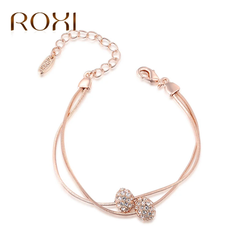 ROXI Rose Gold Bracelet for Women Double Chain Jewelry Austrian Crystal Bracelet Fashion Pulseras Mujer Moda 2017 Wholesale
ROXI Rose Gold Bracelet for Women Double Chain Jewelry Austrian Crystal Bracelet Fashion Pulseras Mujer Moda 2017 Wholesale