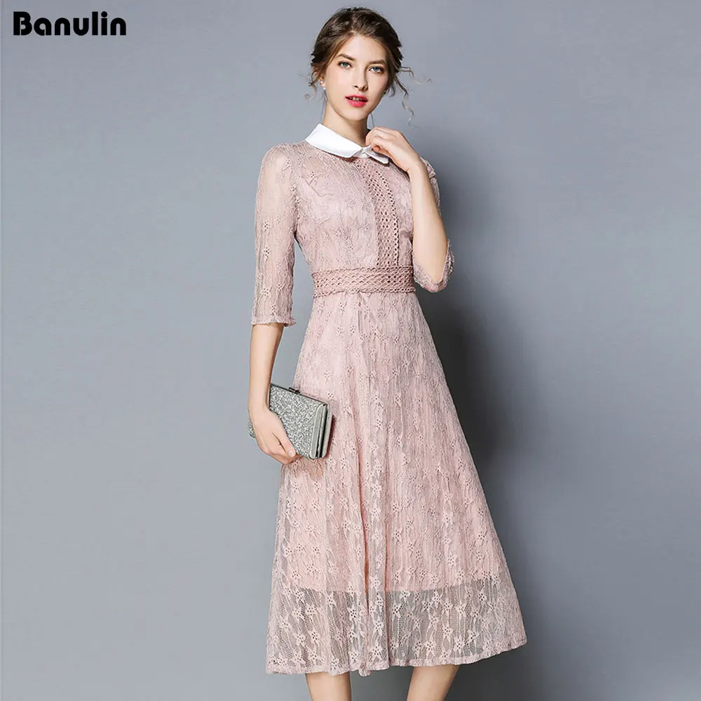 Banulin 2018 Women Autumn Hollow Out Mesh Patchwork Lace Dress Runway Vintage Work Casual Slim Sexy Party Dresses
Banulin 2018 Women Autumn Hollow Out Mesh Patchwork Lace Dress Runway Vintage Work Casual Slim Sexy Party Dresses