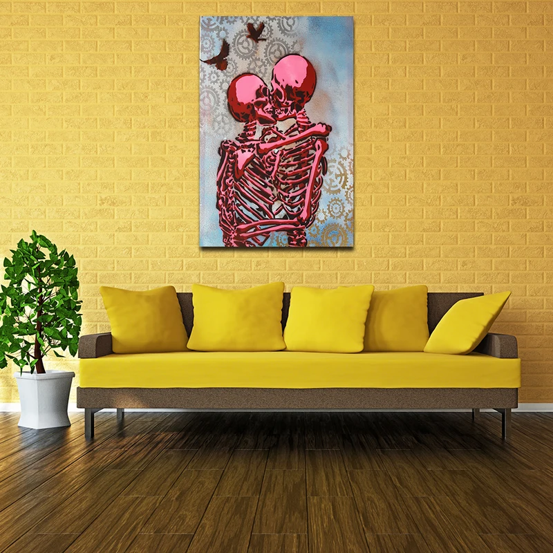 Wall Decor Canvas Painting Skull Sticker For Bedroom Living Room Wall Decorations (9)