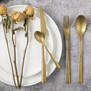 4Pcs/set Retro Cutlery Dinner Sets Old Tableware 304 Stainless Steel Gold Fork Spoon Knife Set Flatware Dinnerware Restaurant
4Pcs/set Retro Cutlery Dinner Sets Old Tableware 304 Stainless Steel Gold Fork Spoon Knife Set Flatware Dinnerware Restaurant