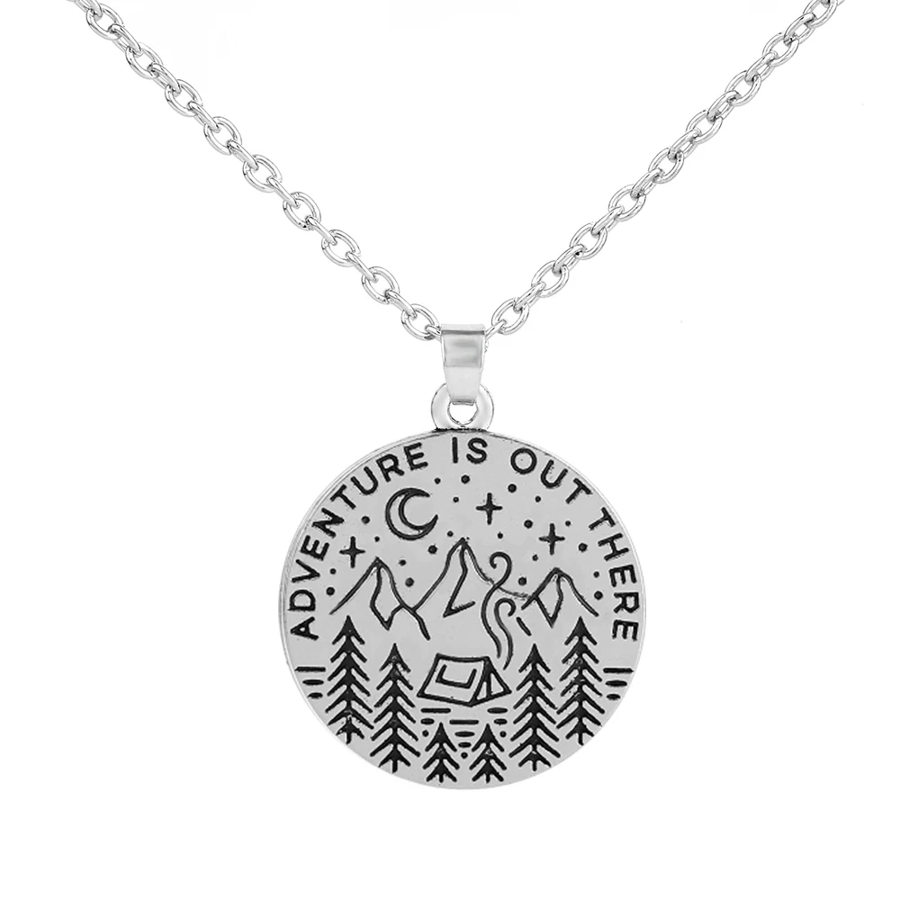 My Shape Mountain Camping Star Tent Moon Choker Necklace Engraved Forest Pendant Round Charms ADVENTURE IS OUT THERE for Campers
My Shape Mountain Camping Star Tent Moon Choker Necklace Engraved Forest Pendant Round Charms ADVENTURE IS OUT THERE for Campers