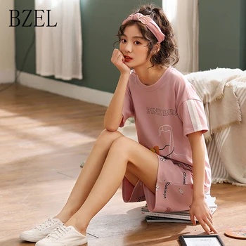 BZEL Women PIjama Sets Cotton Ladies Tops For Summer Loungewear Women Pajamas Teenage Cute Night Suit New Sleepwear Short Pants
BZEL Women PIjama Sets Cotton Ladies Tops For Summer Loungewear Women Pajamas Teenage Cute Night Suit New Sleepwear Short Pants