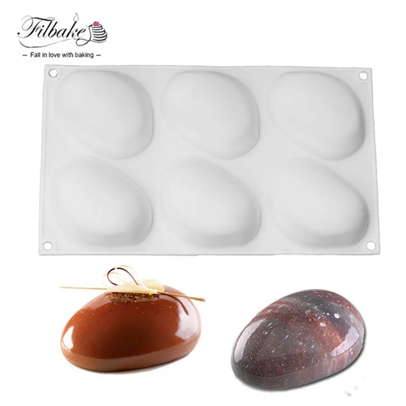 

FILBAKE 6 Cavity Stone Shape Silicone Cake Mold Baking Moulds Pastry Decorating Molds Tools for Soap, Muffin, Brownie, Mousse