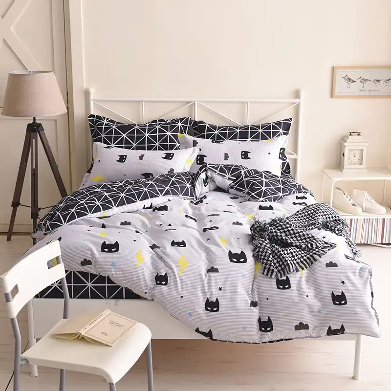 Batman Bedding Set Black Color Cartoon Duvet Cover Sheet Bed Cover