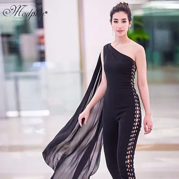 2018 new fashion women sexy hollow out one shoulder sleeveless long bodycon black winter bandage jumpsuit drop shipping D081
2018 new fashion women sexy hollow out one shoulder sleeveless long bodycon black winter bandage jumpsuit drop shipping D081