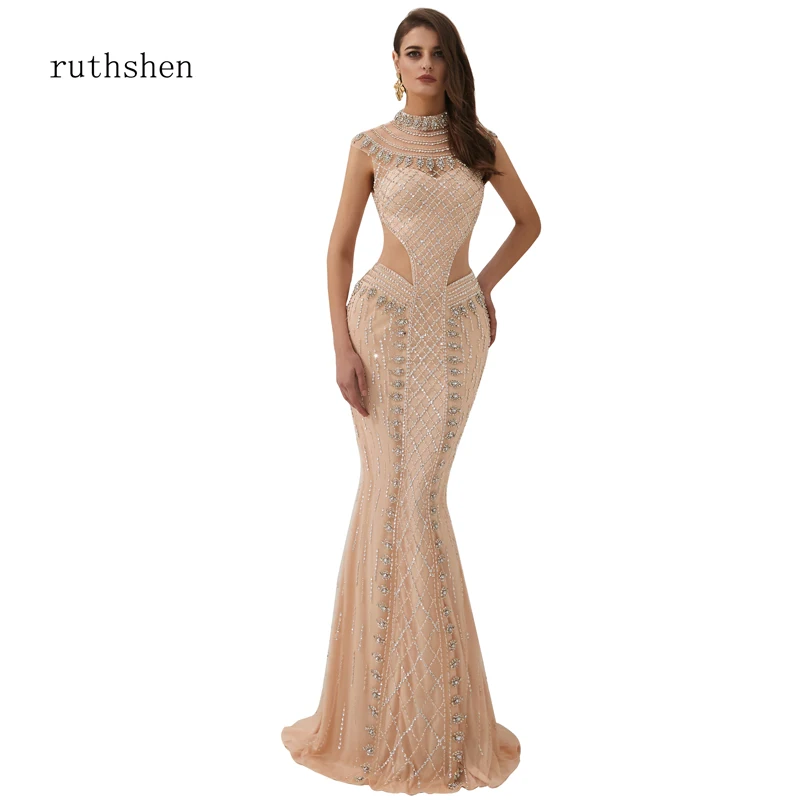 Sexy Sheer Mermaid Prom Dresses Chiffon Sparkling Rhinestone Handwork Glitte High Collar Dubai Muslim Party Pageant Dresses
Sexy Sheer Mermaid Prom Dresses Chiffon Sparkling Rhinestone Handwork Glitte High Collar Dubai Muslim Party Pageant Dresses