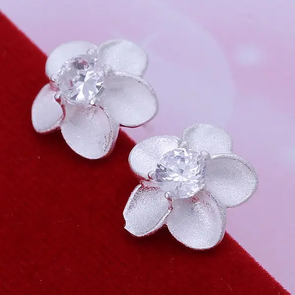 925 jewelry silver plated earrings, 925 jewelry jewelry, White Stone Rose Earrings E179
925 jewelry silver plated earrings, 925 jewelry jewelry, White Stone Rose Earrings E179